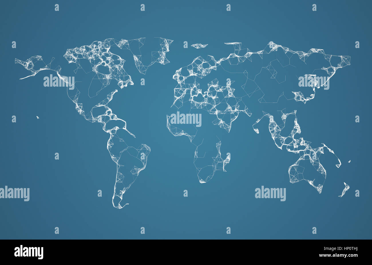Rete globale. Le comunicazioni sociali dello sfondo. Il mondo in 3D di illustrazione della mappa Foto Stock