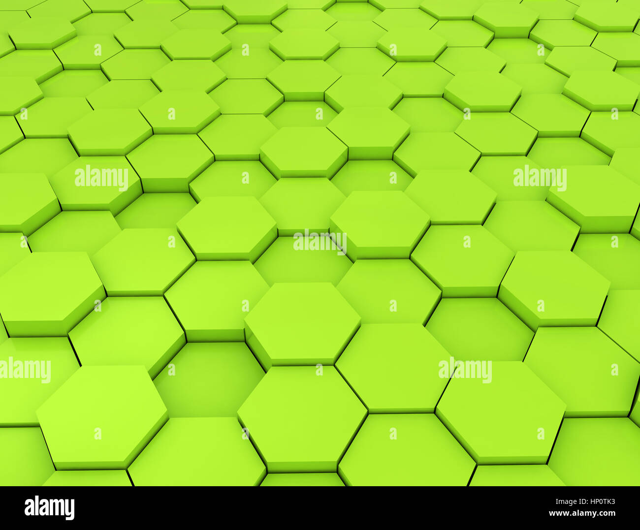 Abstract il rendering 3d della superficie futuristico con esagoni. Green sci-fi sfondo. Foto Stock