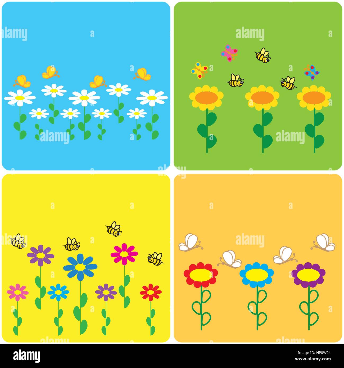 Set di adesivi colorati con motivi a molla Illustrazione Vettoriale