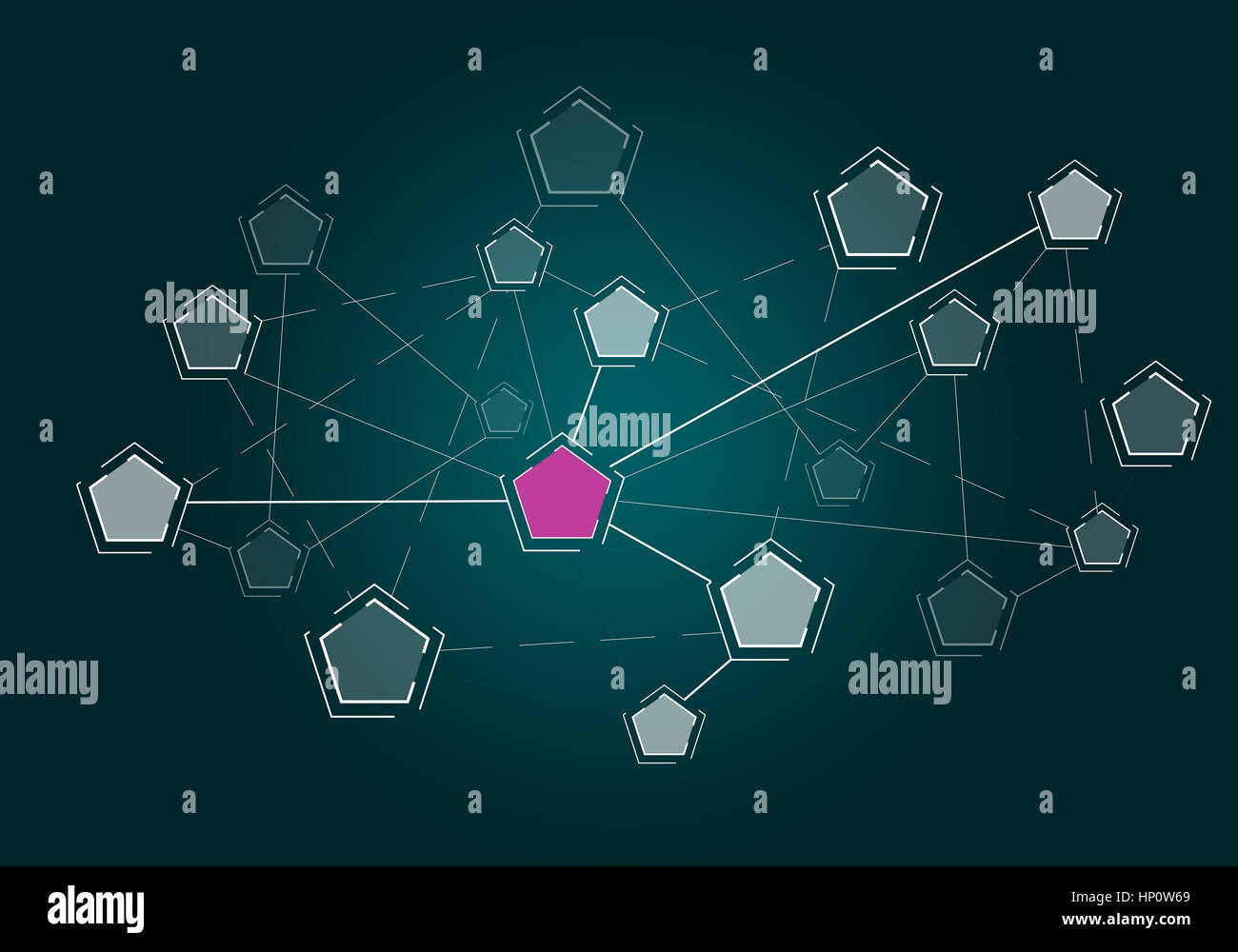 Rete astratta sfondo verde con linee collegate Foto Stock