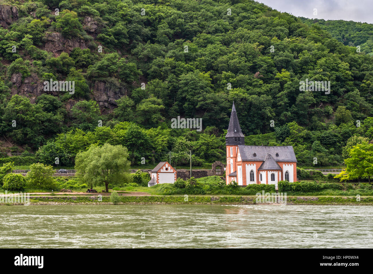 Piccolo San Clemente cappella vicino Trechtingshausen, Valle del Reno, Renania-Palatinato, Germania, Sito Patrimonio Mondiale dell'UNESCO. Foto Stock