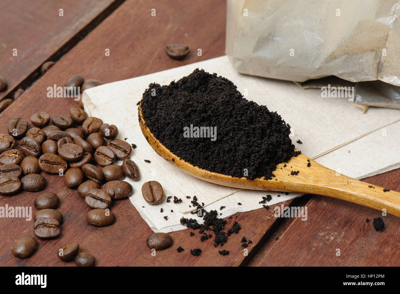 Caffè e caffè torrefatto in grani Foto Stock