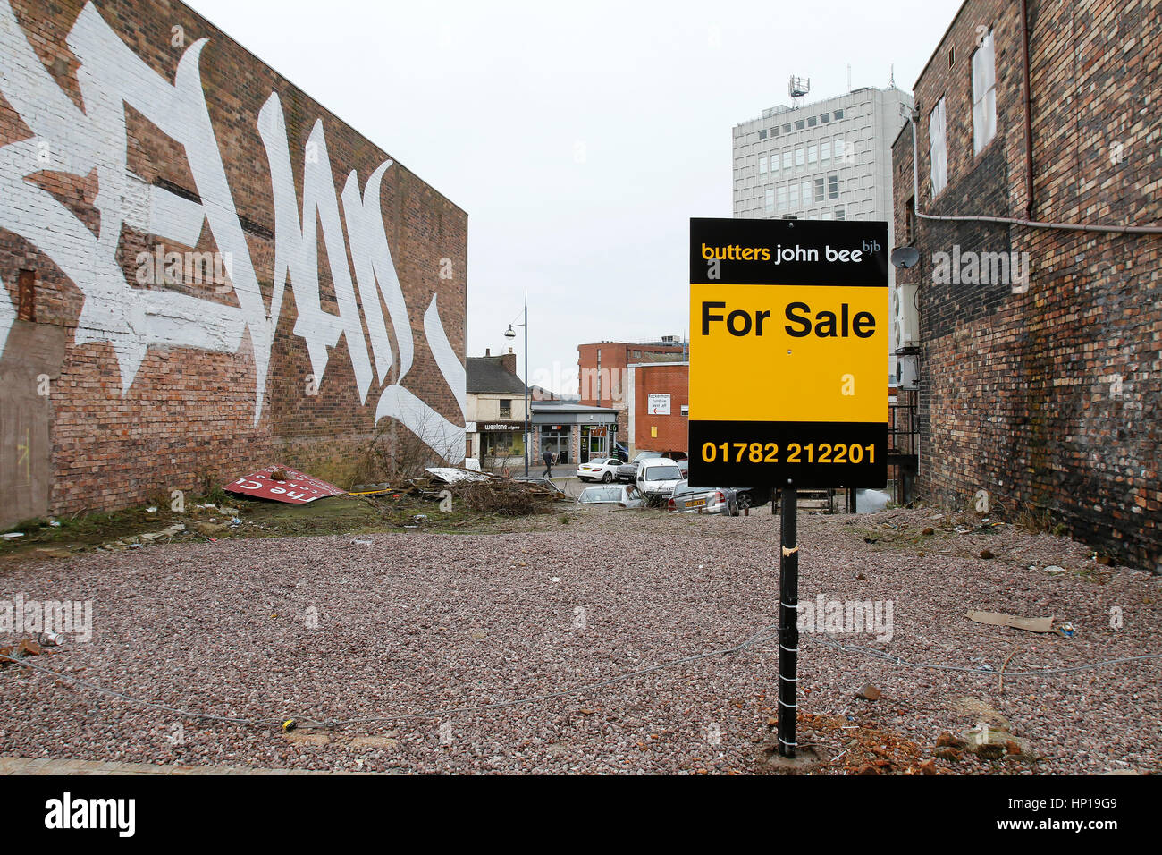 Terra e tracciato per la vendita in Hanley, Stoke-on-Trent Foto Stock