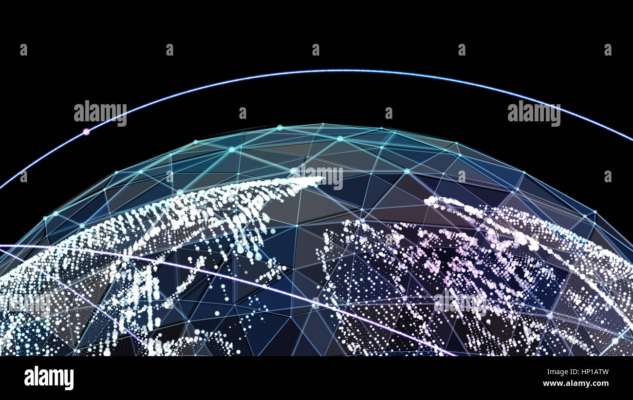3D illuminata sfera distorto di particelle incandescenti Foto Stock