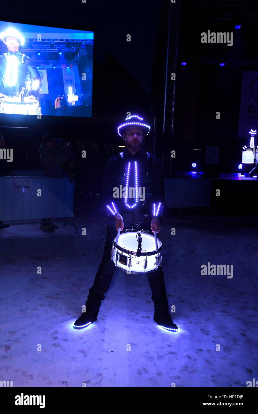 Berchtesgaden, Deutschland, Kurgarten, 16.02.2017, Bob und scheletro WM, Er^tamburo ffnungsfeier Visualizza foto: Cronos/Diener Foto Stock