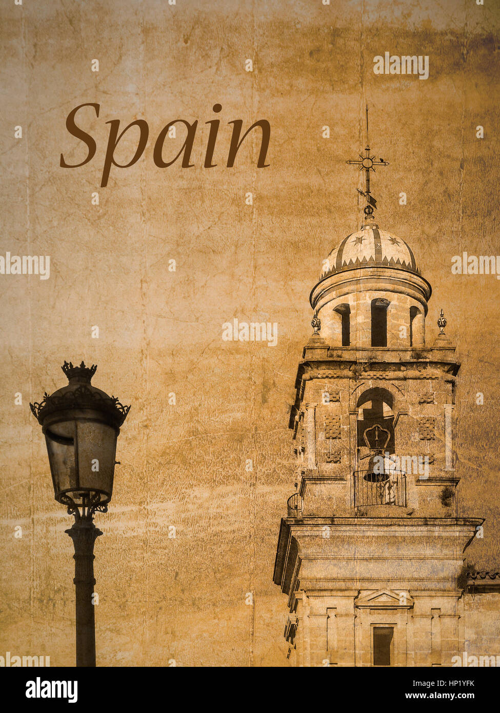 Cartolina di Jerez de la Frontera, Andalusia, Spagna, nel look vintage Foto Stock