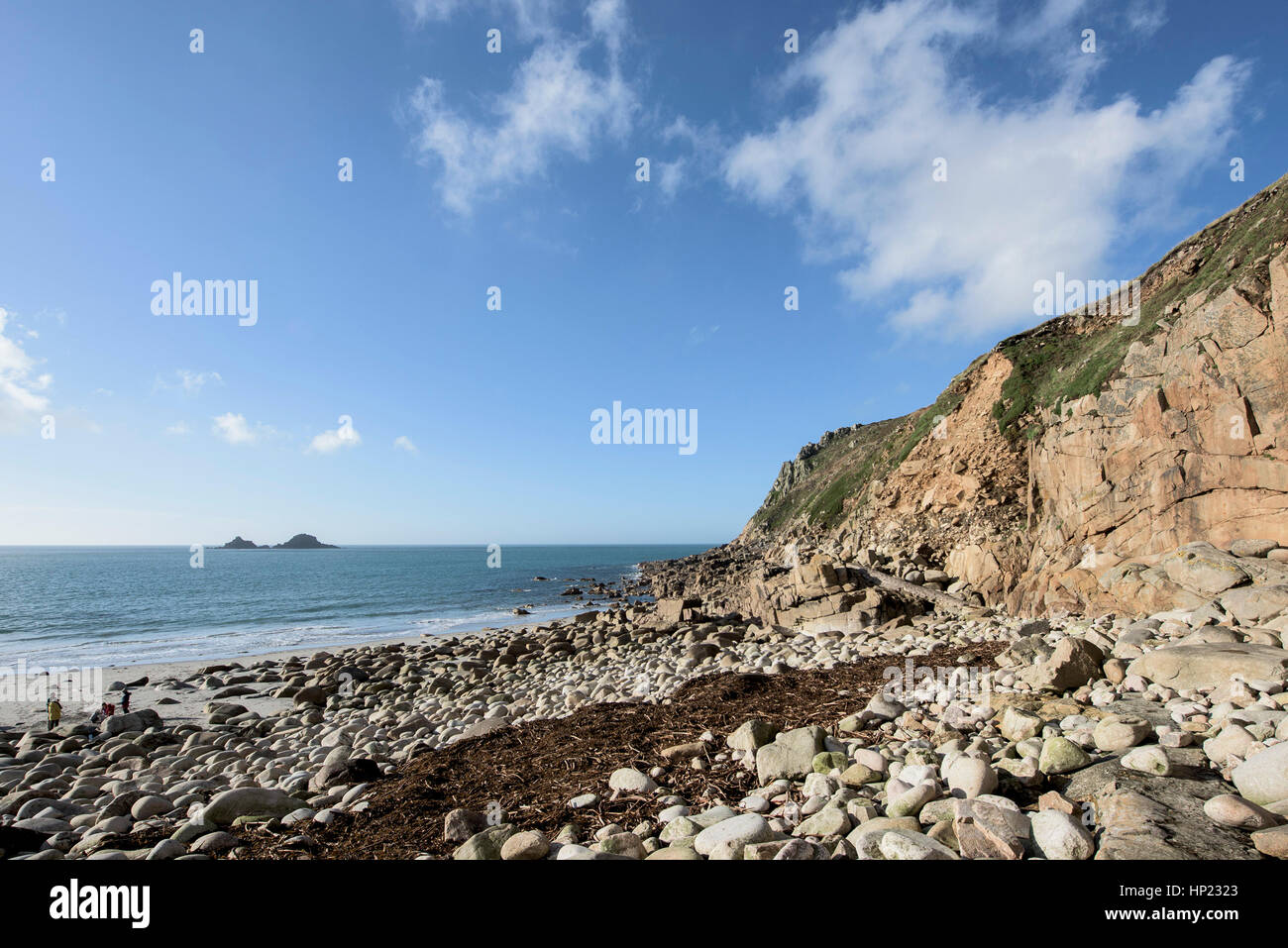 Spiaggia di robusti Porth Nanven Cornwall Inghilterra SSSI REGNO UNITO Foto Stock