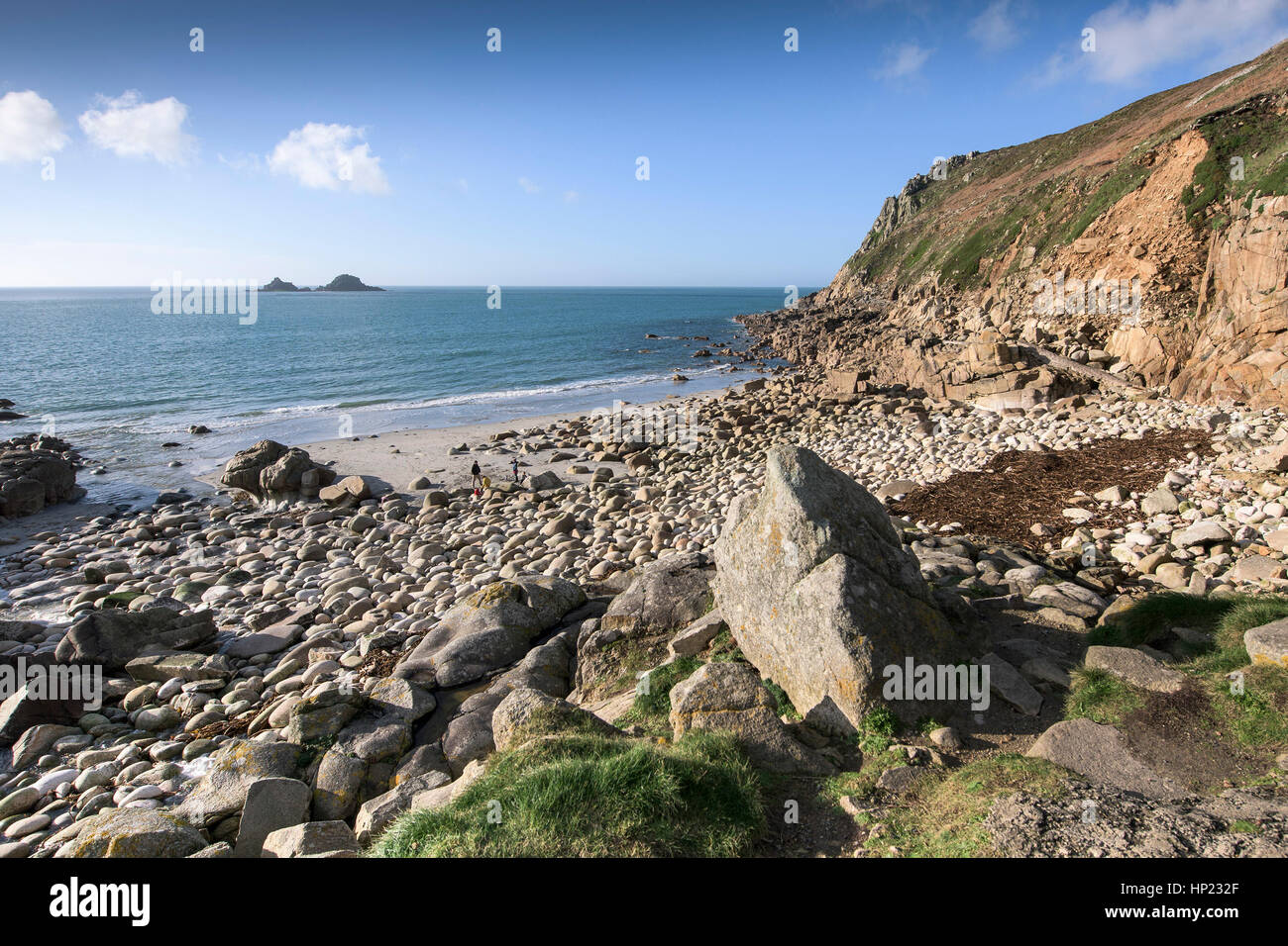 Spiaggia di robusti Porth Nanven Cornwall Inghilterra SSSI REGNO UNITO Foto Stock