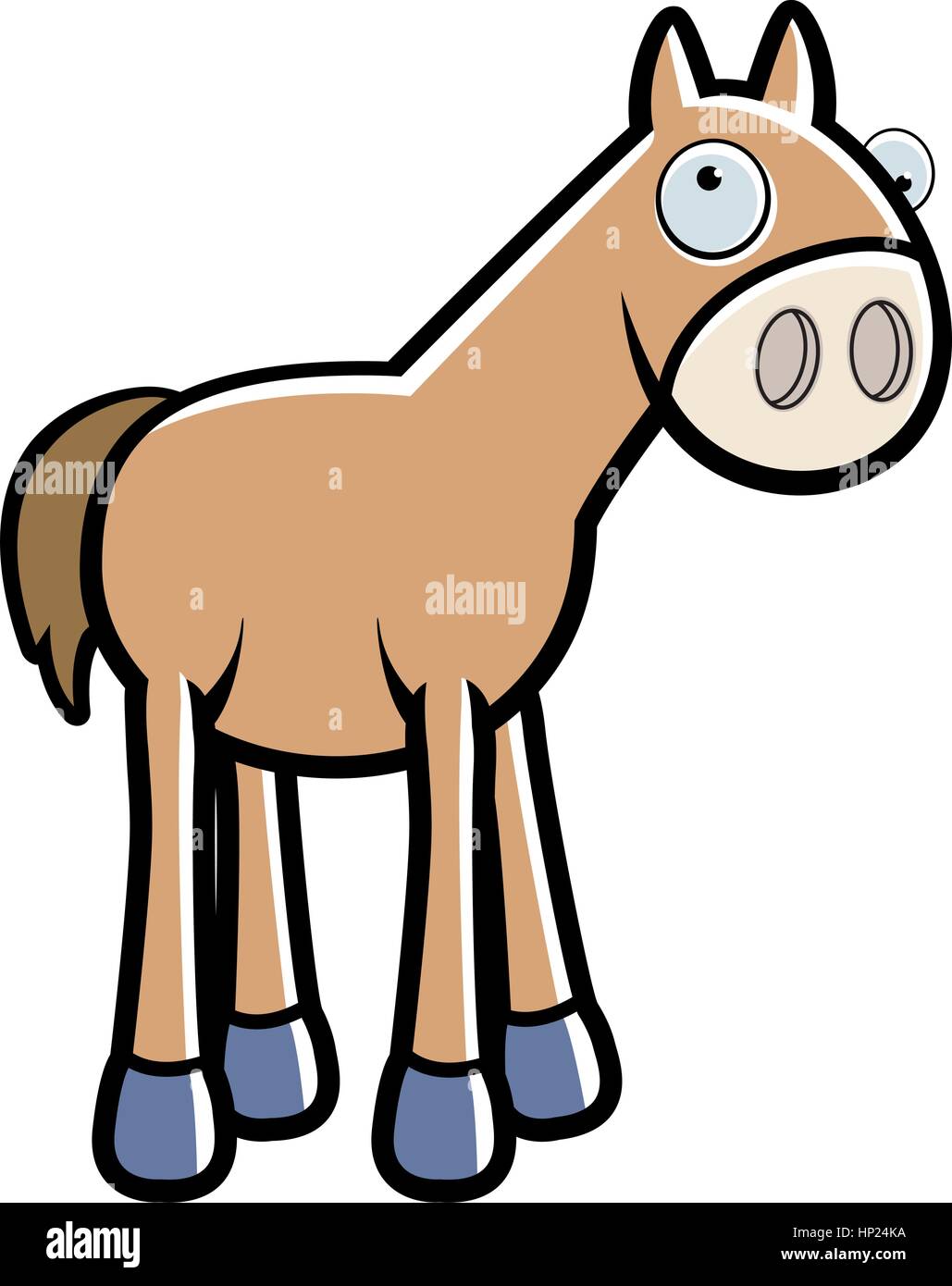 Un felice cartoon cavallo in piedi e sorridente. Illustrazione Vettoriale