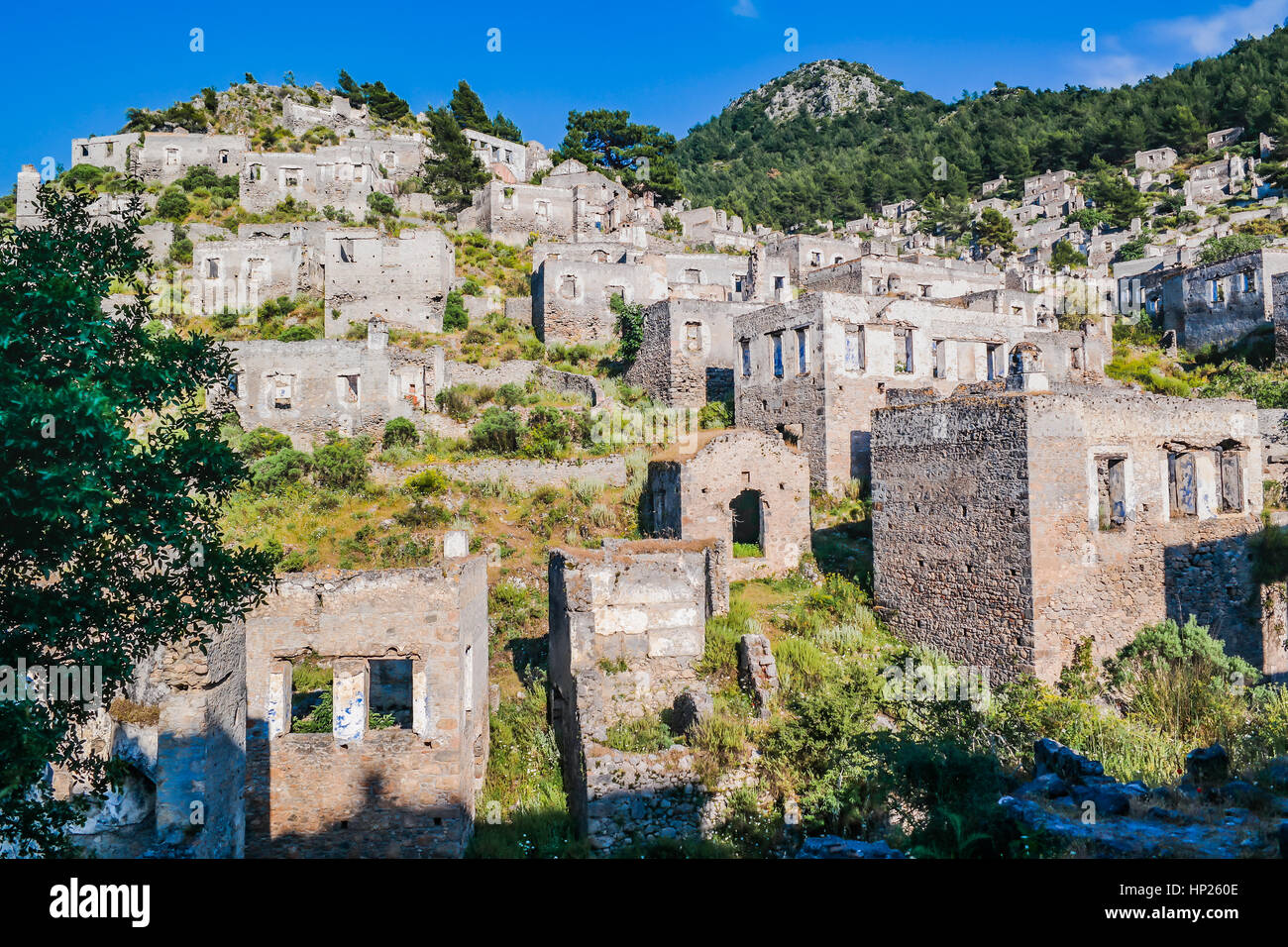 Kayakoy,levissi village,città fantasma,villaggio deserte, Kayakoy,koy manzarasi, kayakoy evleri Foto Stock