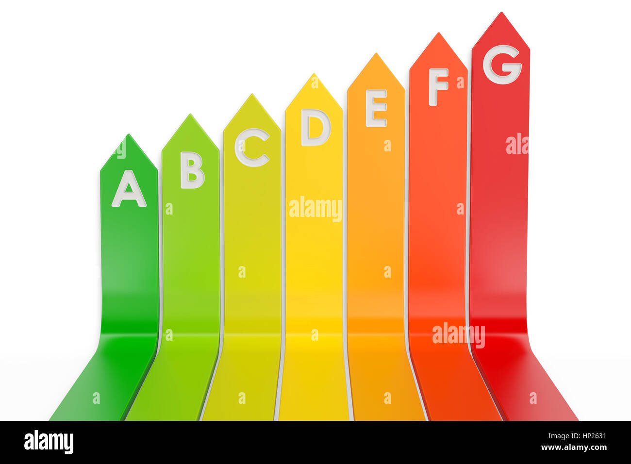 Efficienza energetica, grafico 3D rendering isolati su sfondo bianco Foto Stock