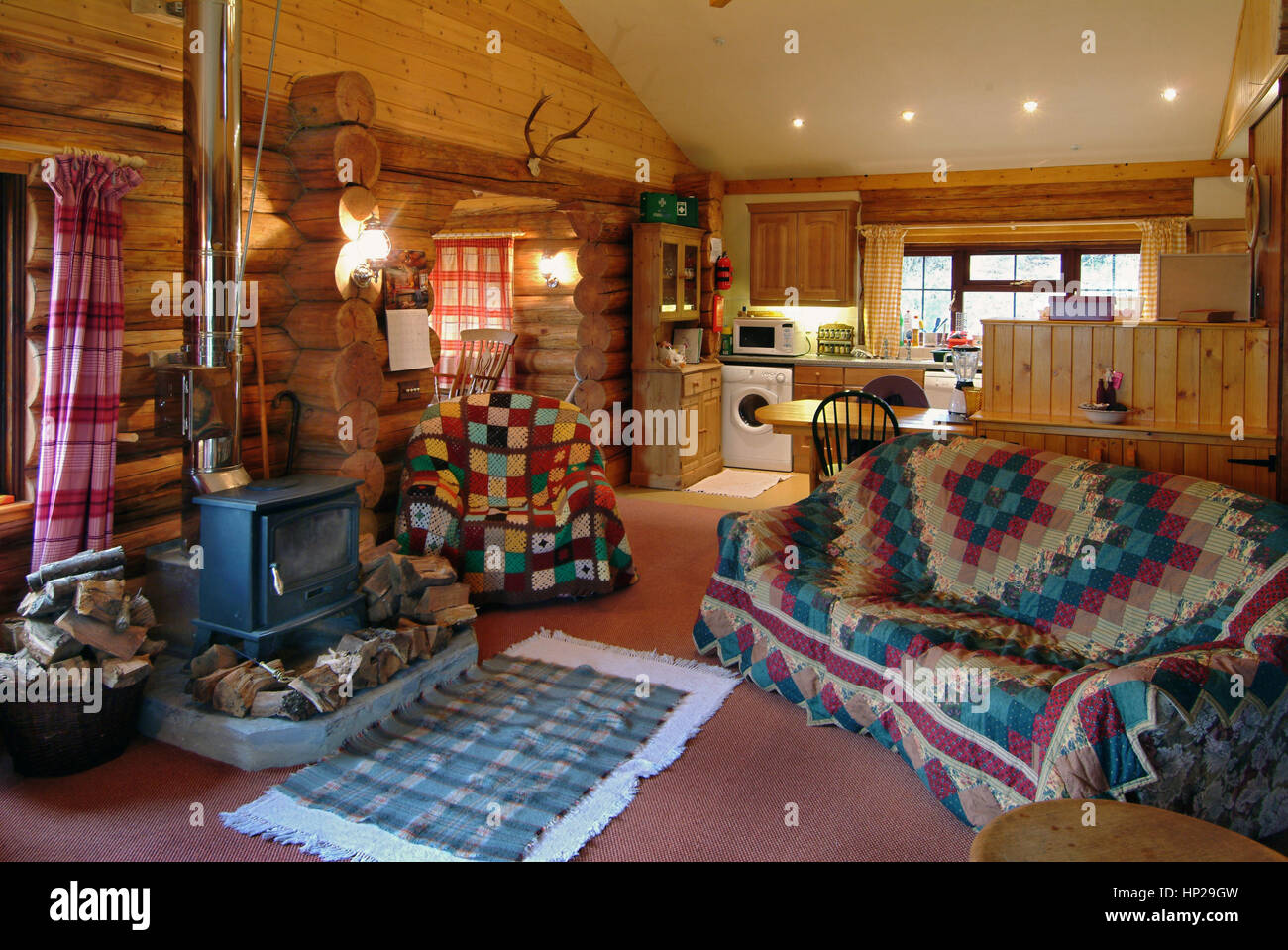 Un log house vicino a Taunton, Somerset, Regno Unito Foto Stock