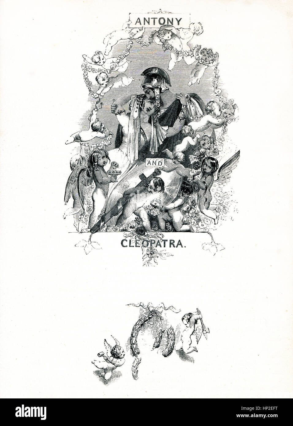 Antonio e Cleopatra, Vittoriano prenota frontespizio per il gioco da William Shakespeare dal 1849 libro illustrato eroine di Shakespeare Foto Stock
