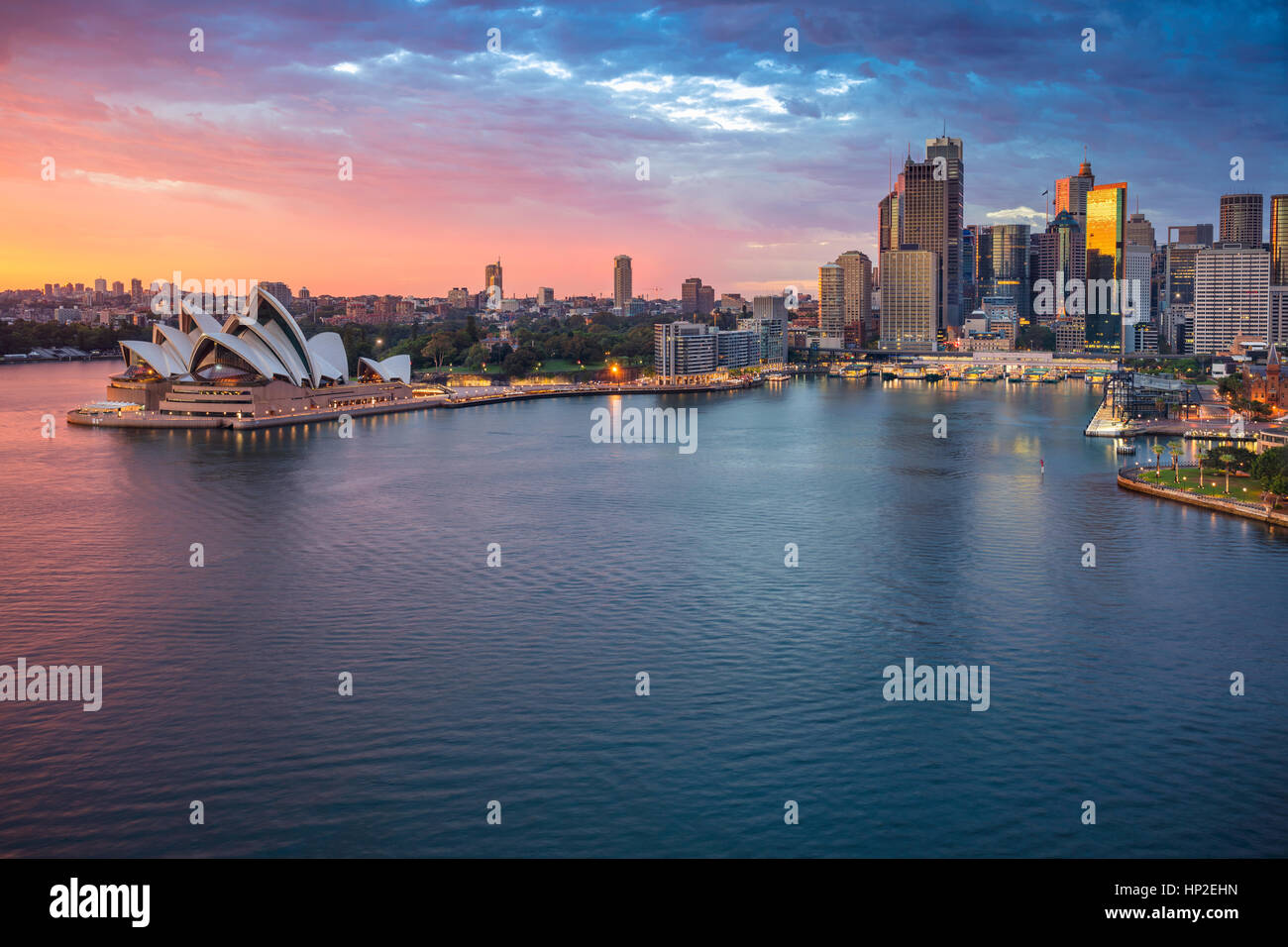 Città di Sydney. Cityscape immagine di Sydney, Australia durante il sunrise. Foto Stock