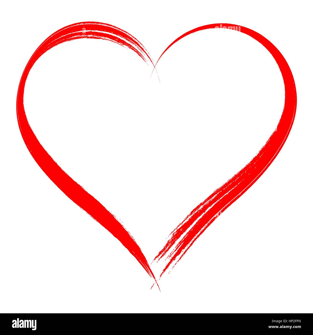 Vettore forma di cuore telaio con verniciatura a pennello isolati su sfondo bianco Illustrazione Vettoriale
