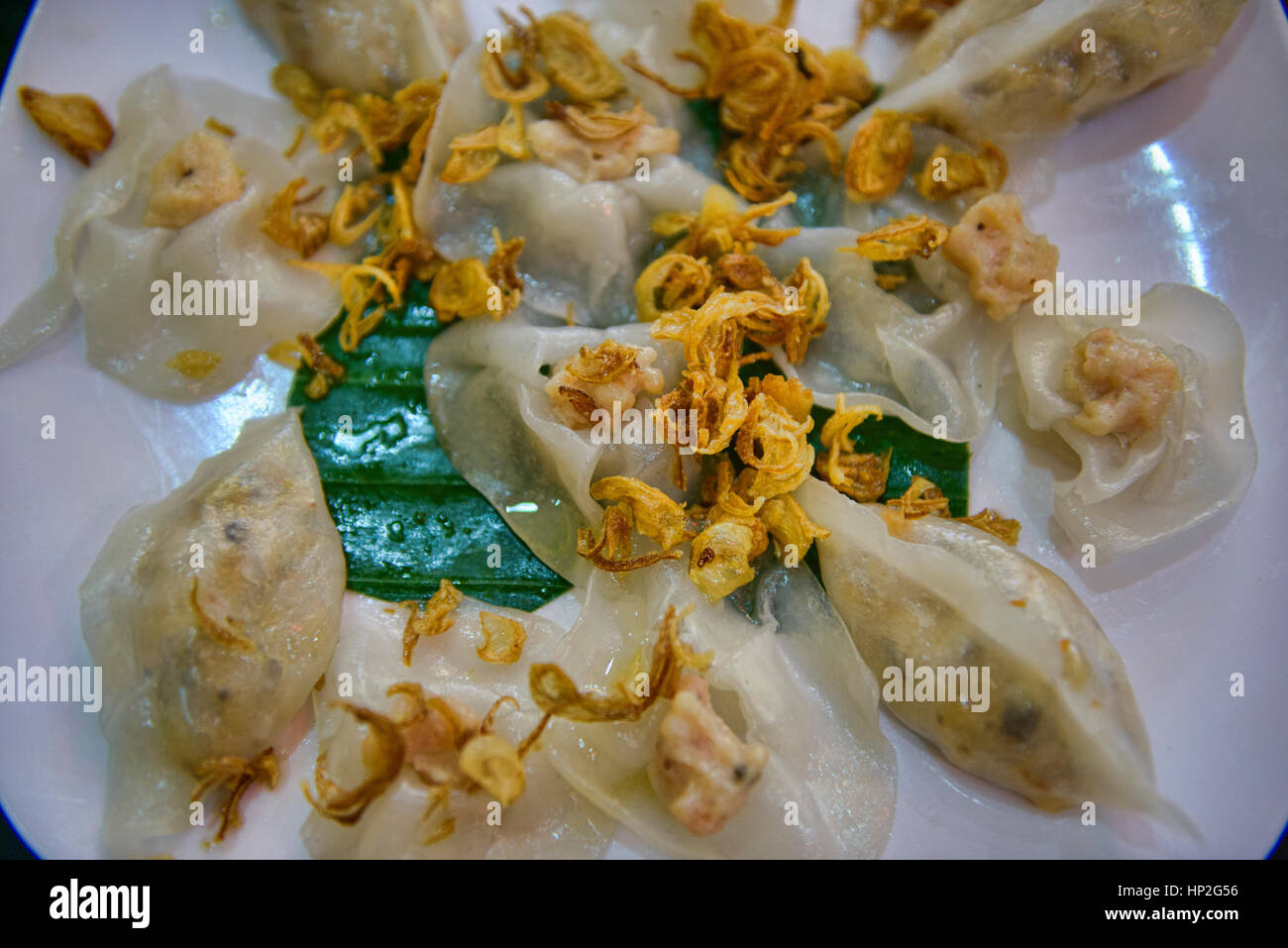 Banh bao VAC, bianca rose gnocchi di patate, una specialità di Hoi An, Vietnam Foto Stock