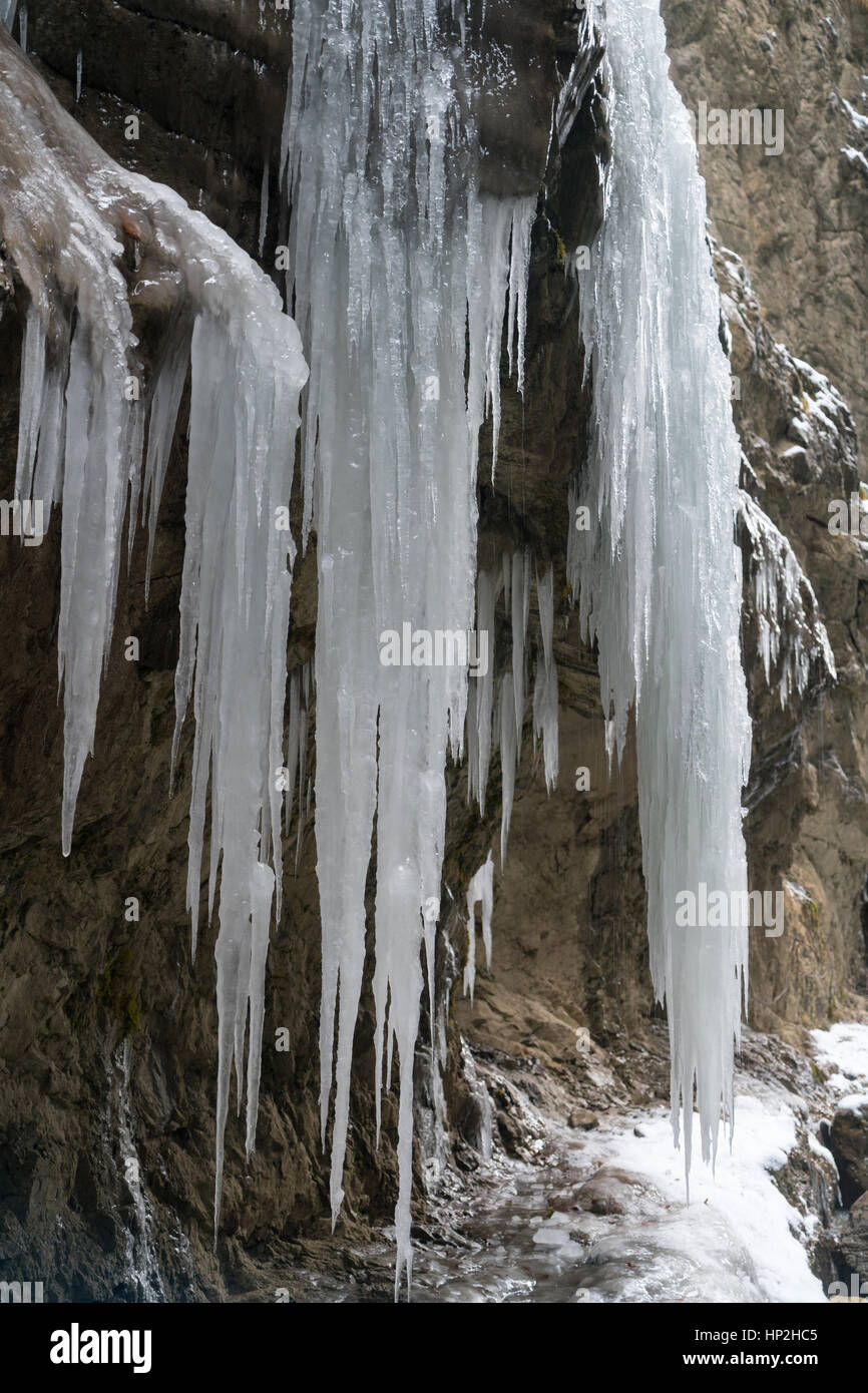 Inverno in gola Partnachklamm a Garmisch-Partenkirchen, Baviera, Germania Foto Stock