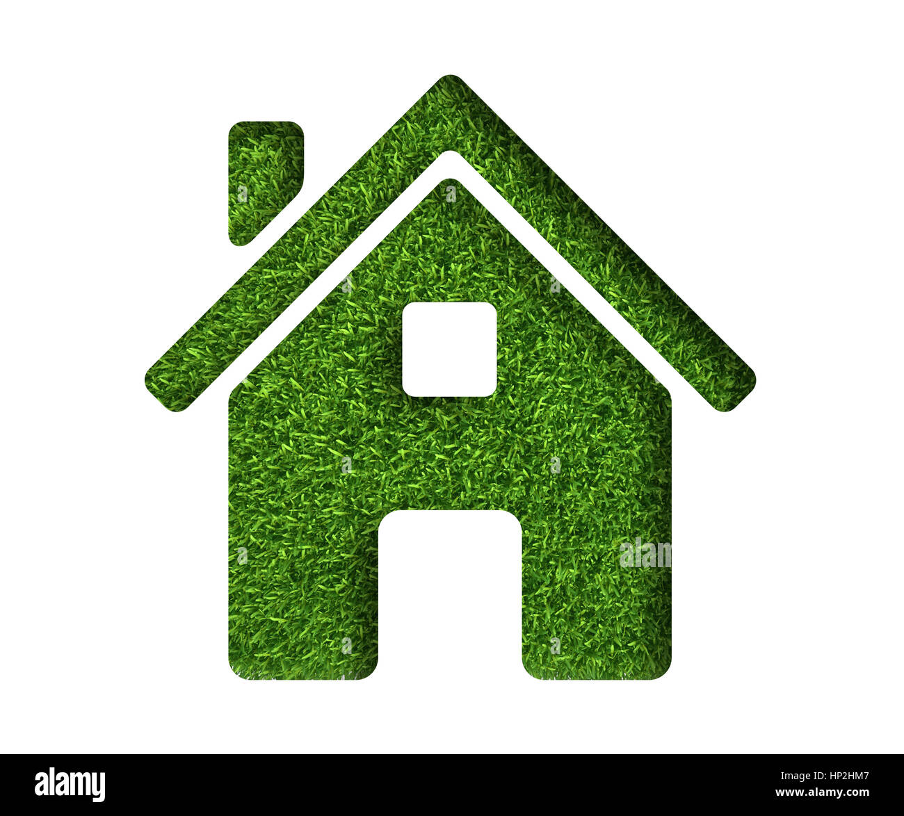 Isolato su sfondo bianco casa fatta di fresca erba verde Foto Stock