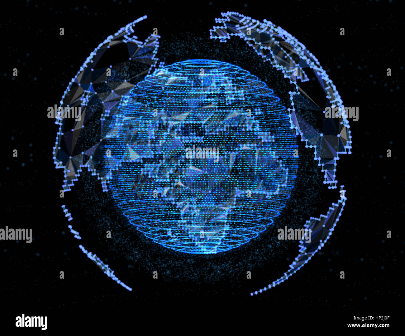Pianeta digitale per le reti di telecomunicazioni di internet a livello globale Foto Stock