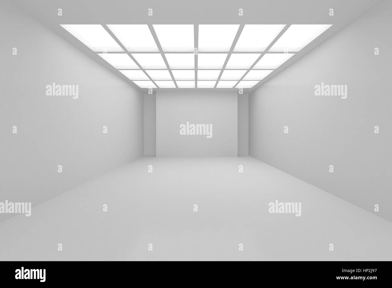 Architettura Interni stanza bianca con le pareti e il soffitto dalla finestra. Il rendering 3D Foto Stock