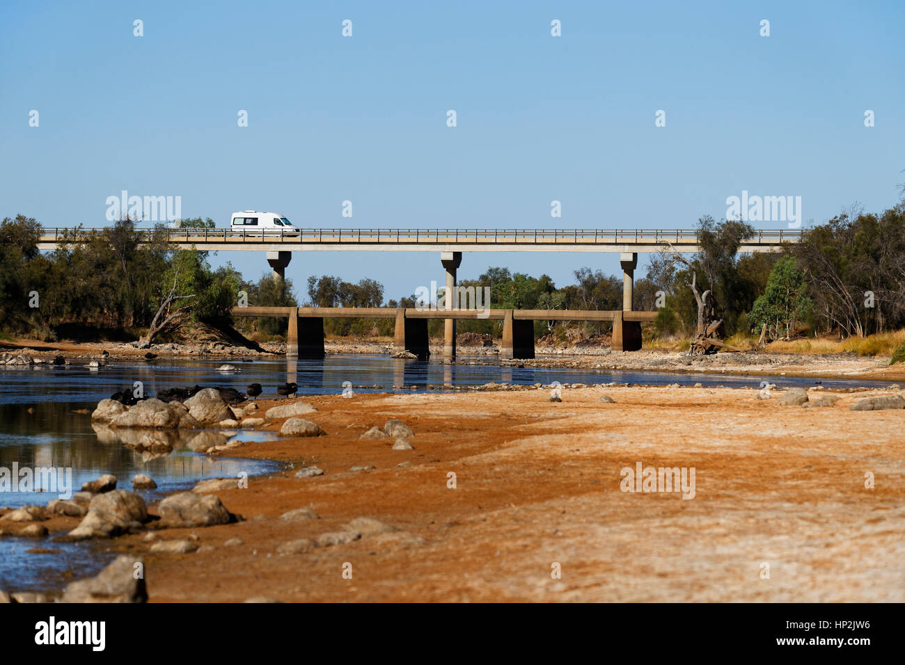 Il nuovo e il vecchio fiume Murchison ponti, Murchison, Western Australia. Foto Stock