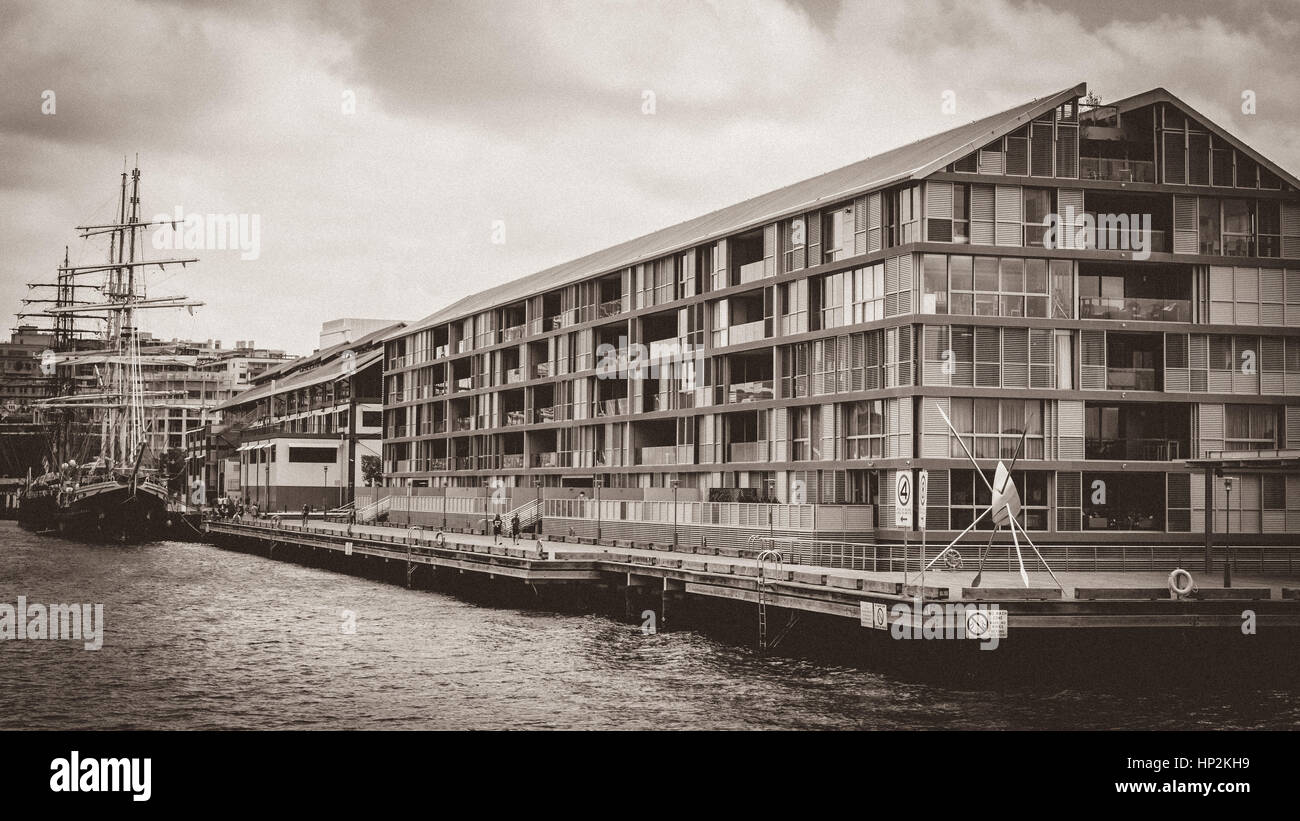 Ripristinato il magazzino del porto di Sydney Foto Stock