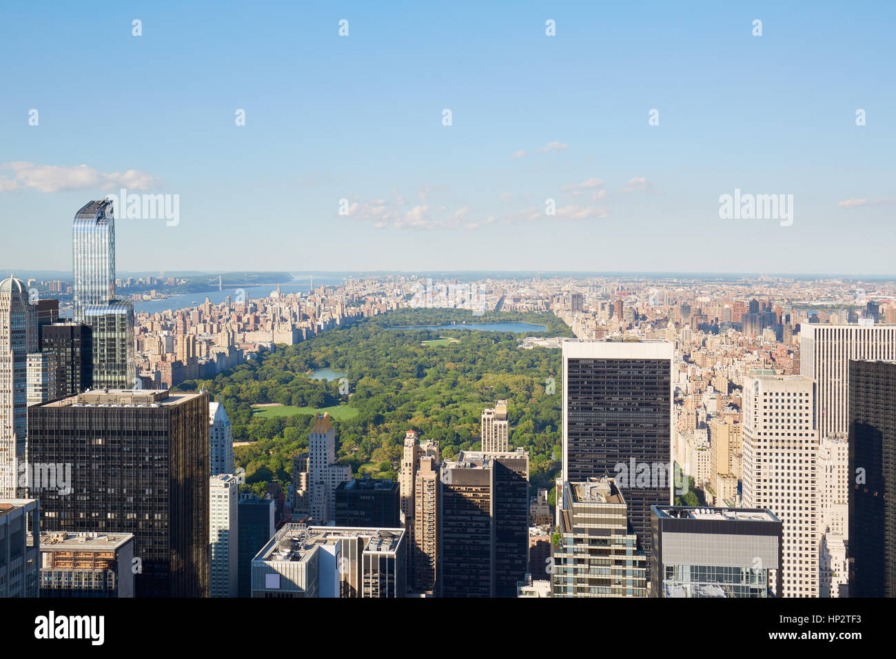 Central Park, roof top view in New York in una chiara giornata di sole Foto Stock