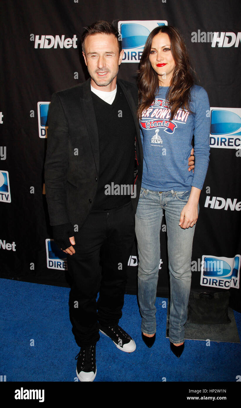 David Arquette e fidanzata, Christina McLarty, arrivare a Directv Super Saturday Night party in Indianapolis, Indiana il 4 febbraio 2012. Foto di Francesco Specker Foto Stock