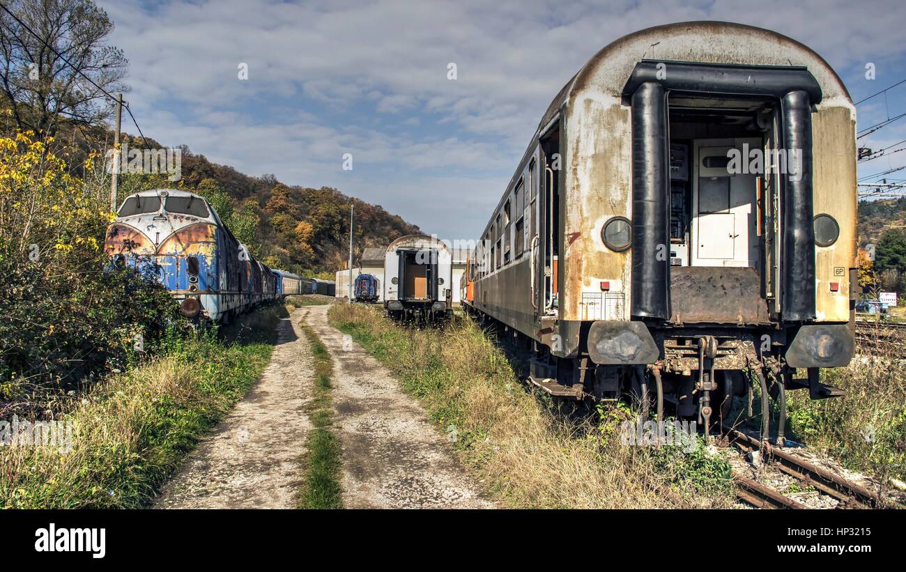 A Belgrado, in Serbia - Un abbandonata la stazione ferroviaria Foto Stock