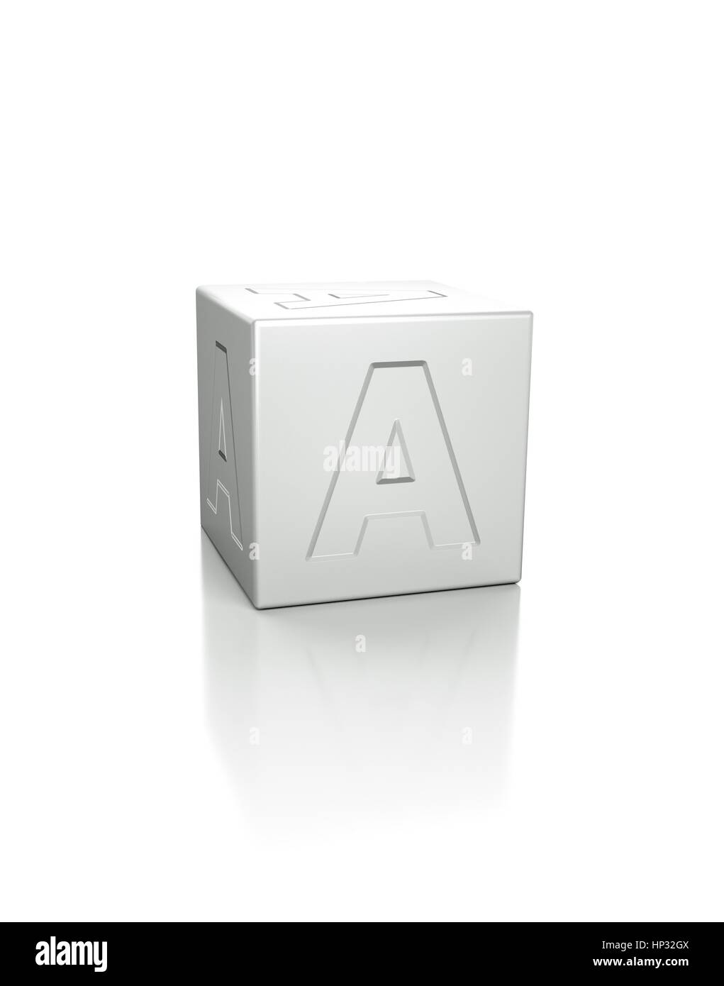Cubo con la lettera A in rilievo. Foto Stock