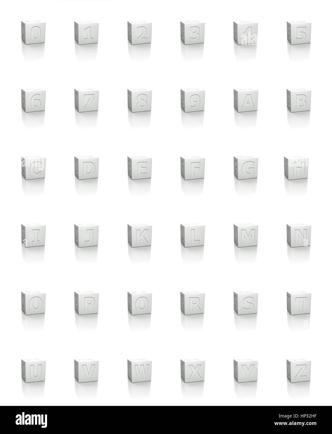 Cubo con lettere e numeri. Foto Stock Cubo con lettere e numeri. Foto Stock