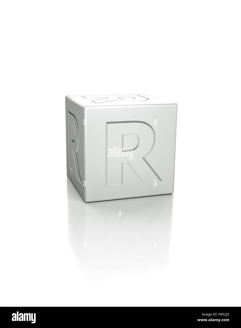 Cubo con la lettera R in rilievo. Foto Stock