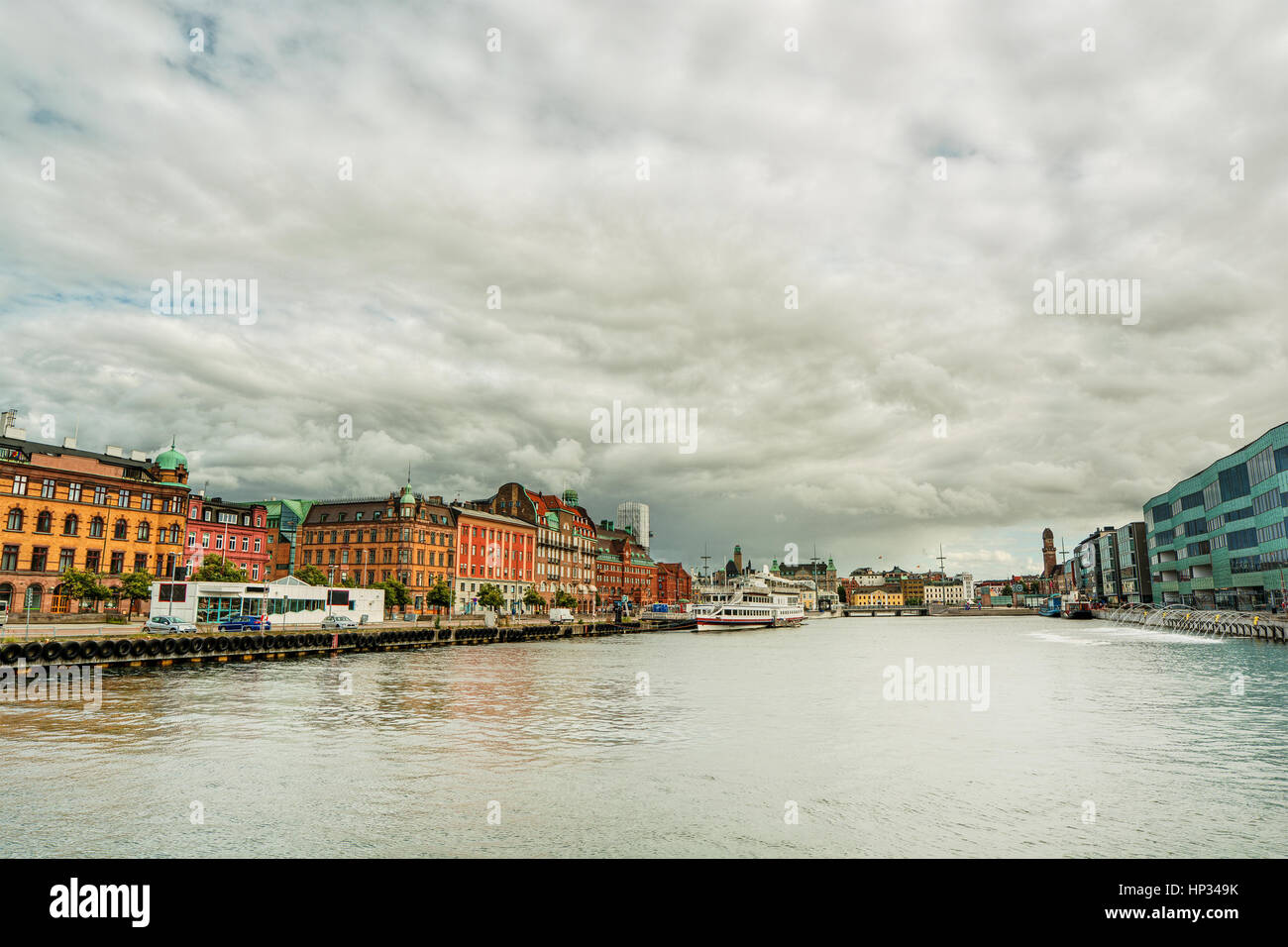 Agosto 2016, cityscape di Malmö (Svezia), HDR-tecnica Foto Stock
