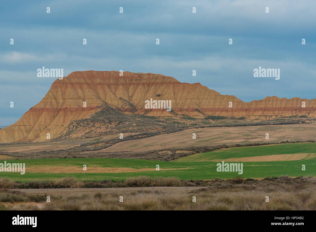 Bardena Blanca, Parco Naturale Bardenas Reales, UNESCO riserve della biosfera, semi-deserto, Navarra, Spagna Foto Stock