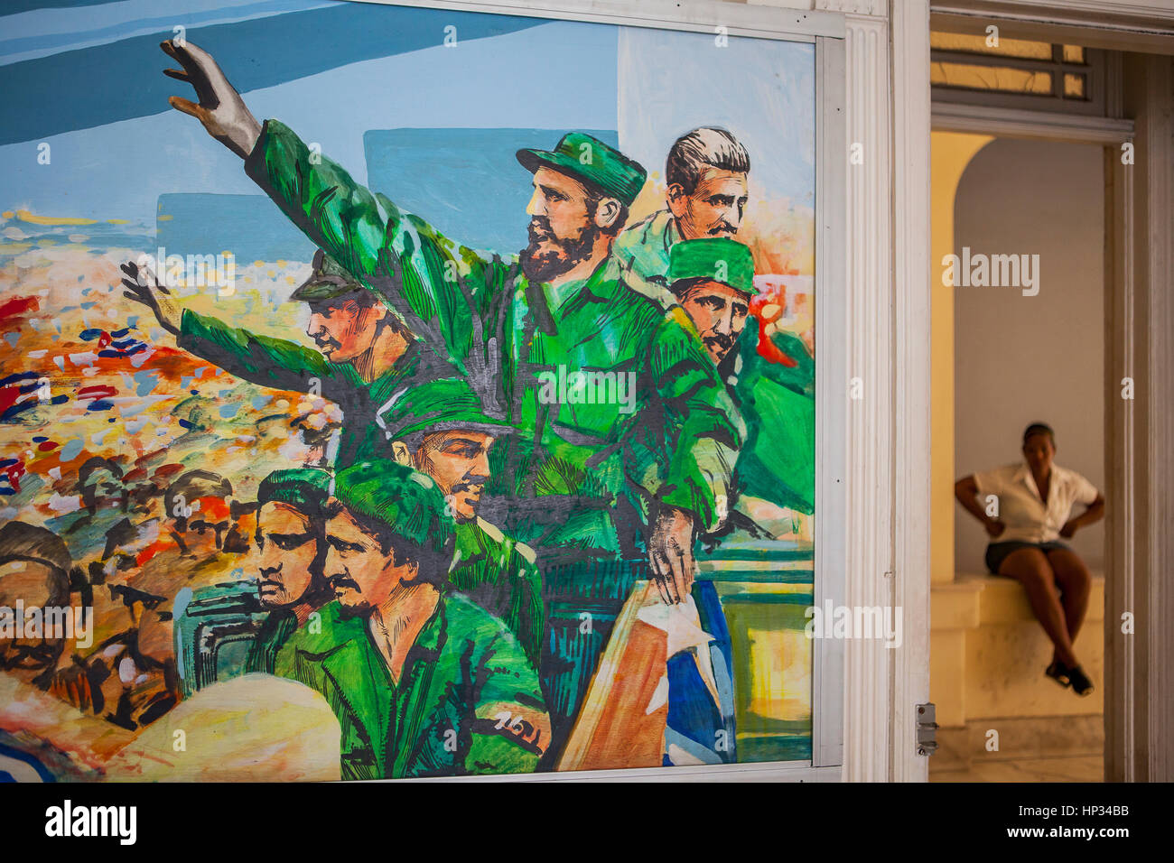 Murale, nel museo della rivoluzione (Museo de la Revolucion). La Habana, Cuba. Foto Stock