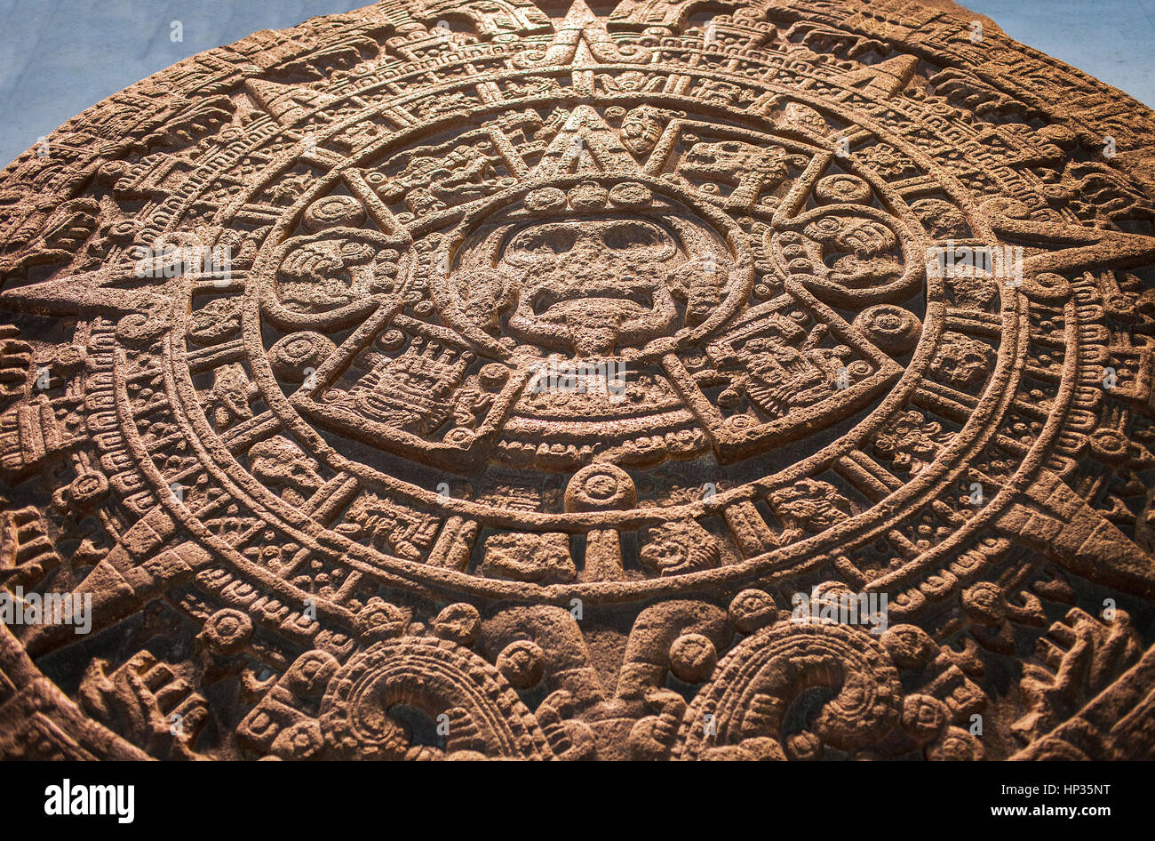 "Piedra del Sol' (Pietra del sole), civiltà azteca, Museo Nazionale di Antropologia. Città del Messico. Messico Foto Stock