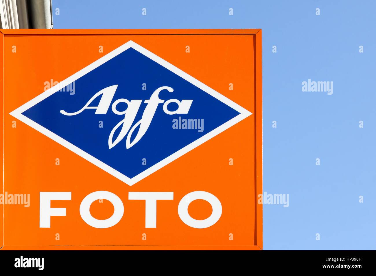 Aarhus, Danimarca - 12 agosto 2015: Agfa logo su una parete Foto Stock