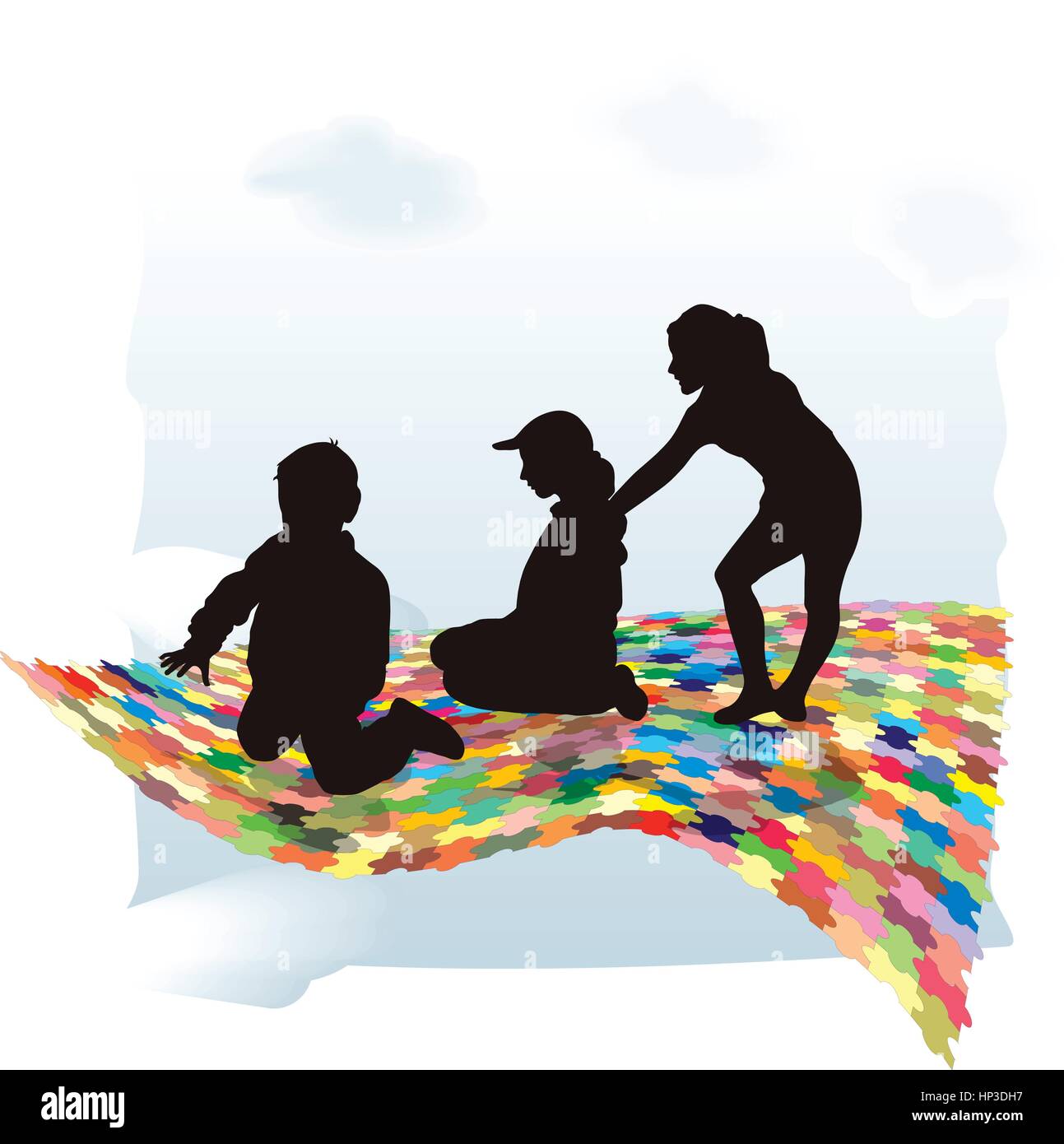 Puzzle di colore bambini singoli elementi del vettore isolato Illustrazione Vettoriale