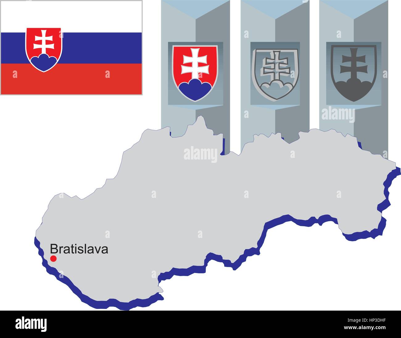 La Slovacchia Bratislava l'emblema nazionale Cross Illustrazione Vettoriale