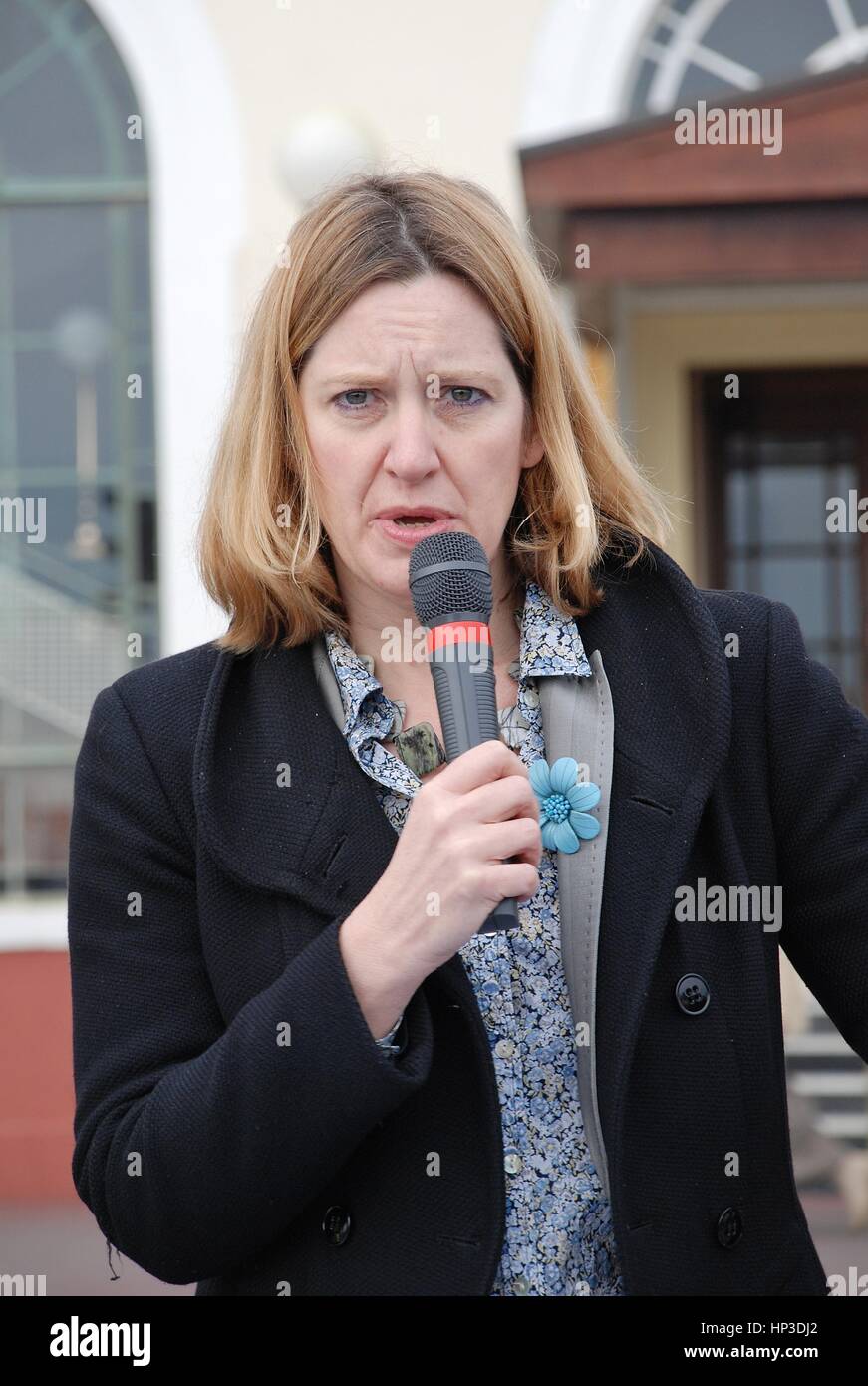 Ambra Rudd, membro conservatore del Parlamento per Hastings e la segala partecipa ad un evento di beneficenza per il molo a Hastings, Inghilterra, il 12 marzo 2011. Foto Stock