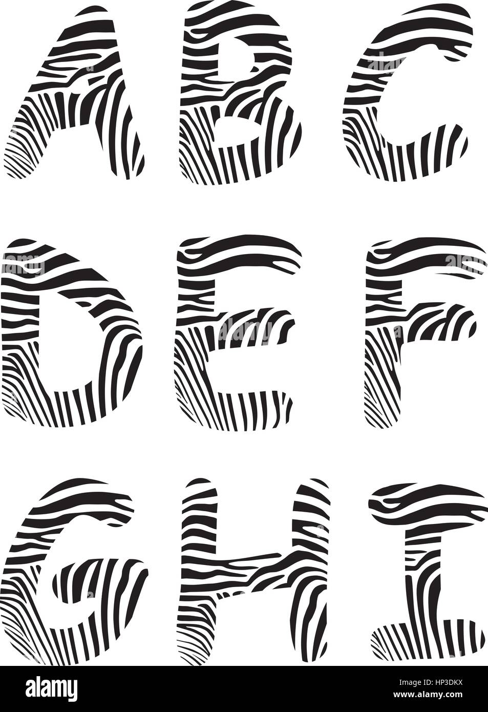 Font composta di zebra camouflage Illustrazione Vettoriale