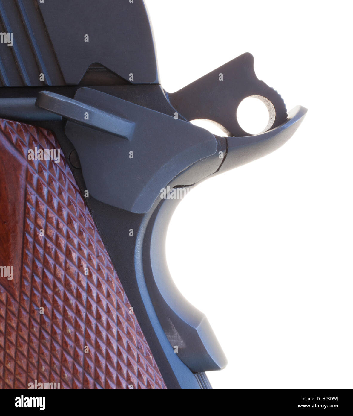 Sicurezza sul retro di una impugnatura a pistola Foto Stock