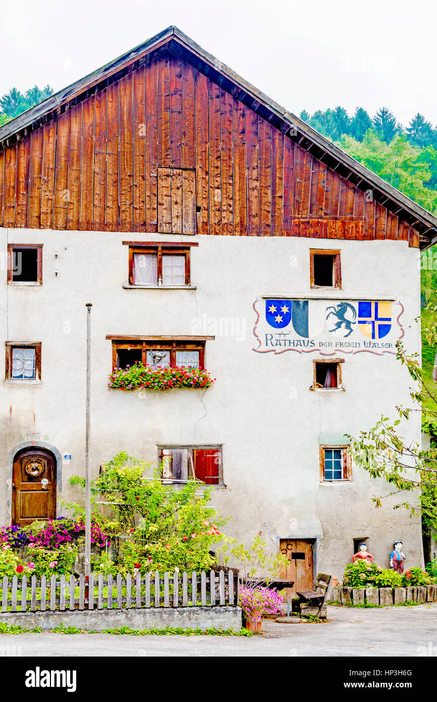 Walser nei Grigioni - Rathaus in Maienfeld Foto Stock