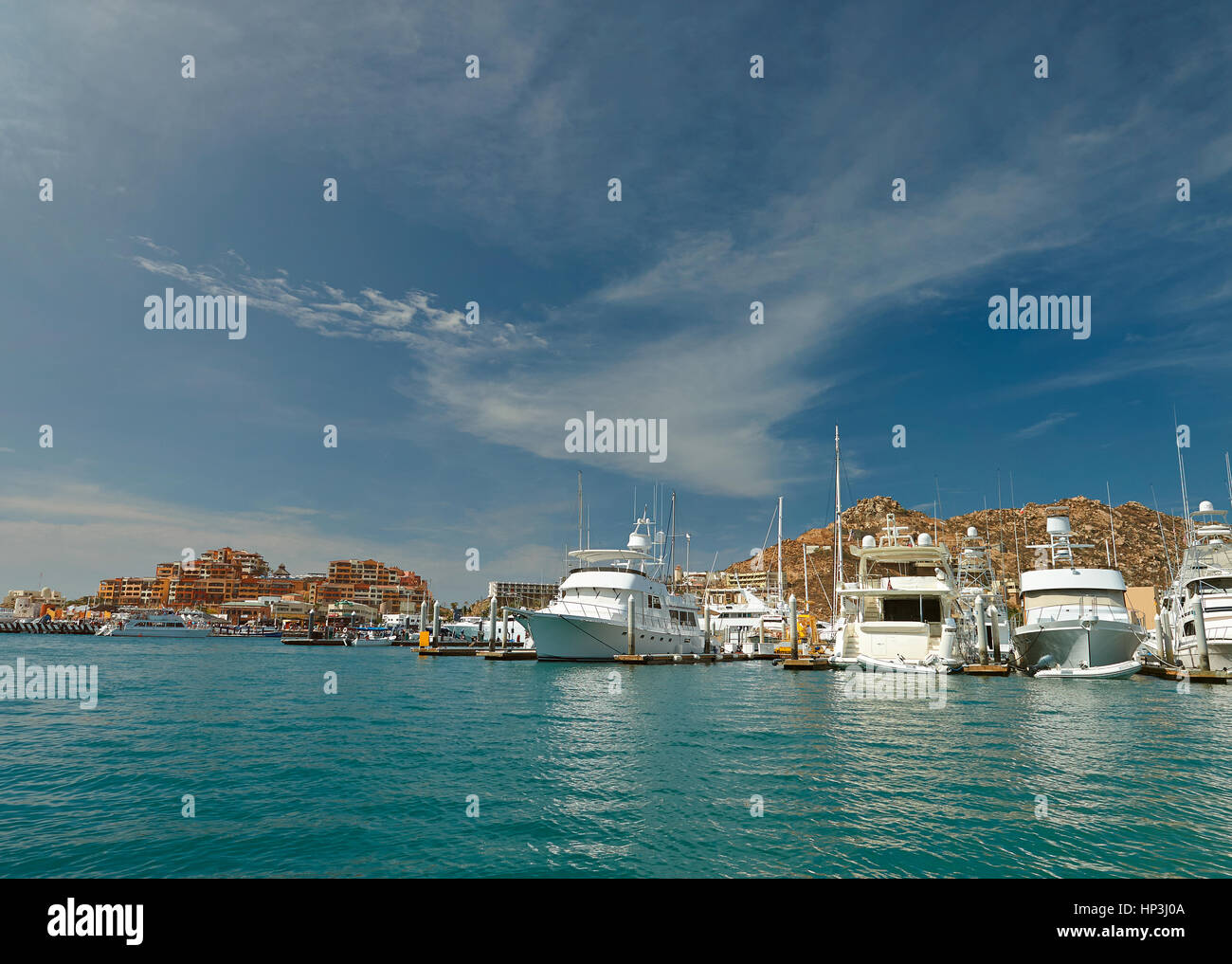 Dal porto di Cabo San Lucas messico. Turismo di destinazione vista panorama in Messico Foto Stock