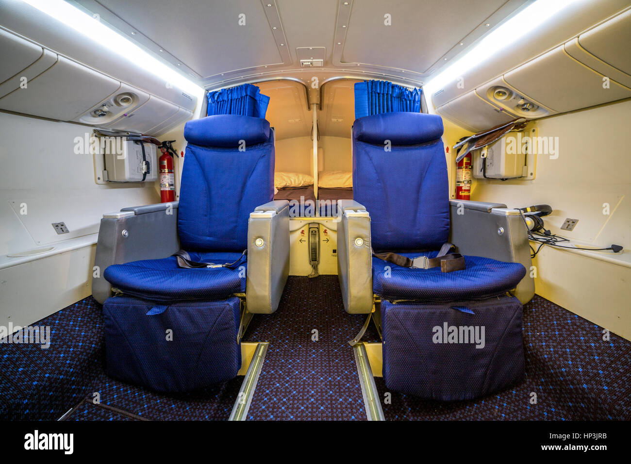 Cabina di lusso in aereo per pilota e copilota Foto Stock