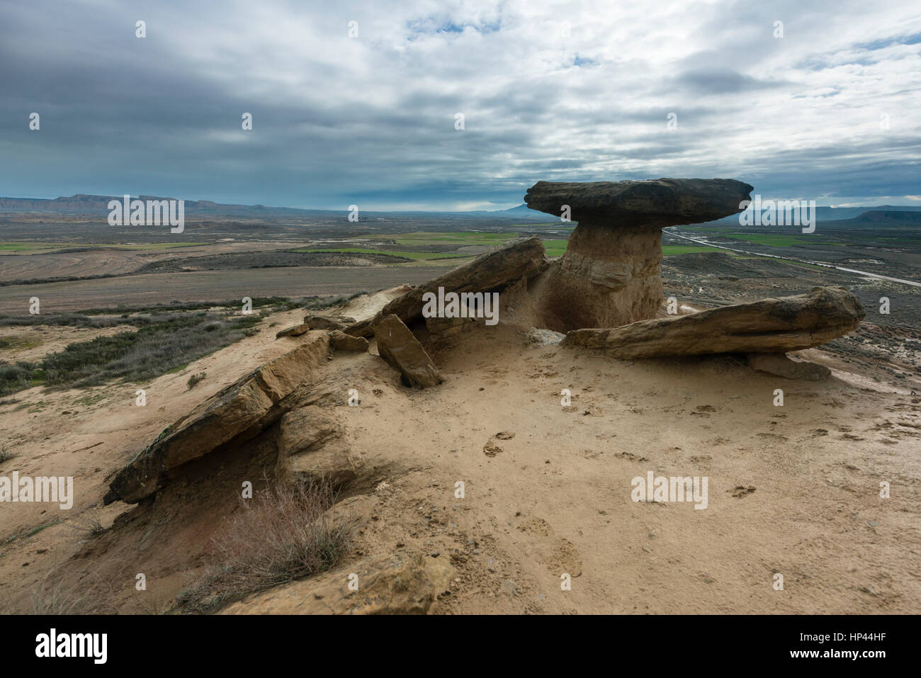 Cabezo de las Cortinillas, Parco Naturale Bardenas Reales, UNESCO riserve della biosfera, semi-deserto, Navarra, Spagna Foto Stock