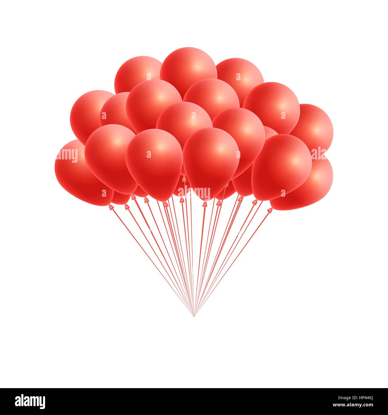 Grappolo di vettore di un compleanno o di partito palloncini rossi. Elemento di design per il messaggio di saluto o scheda di invito Illustrazione Vettoriale