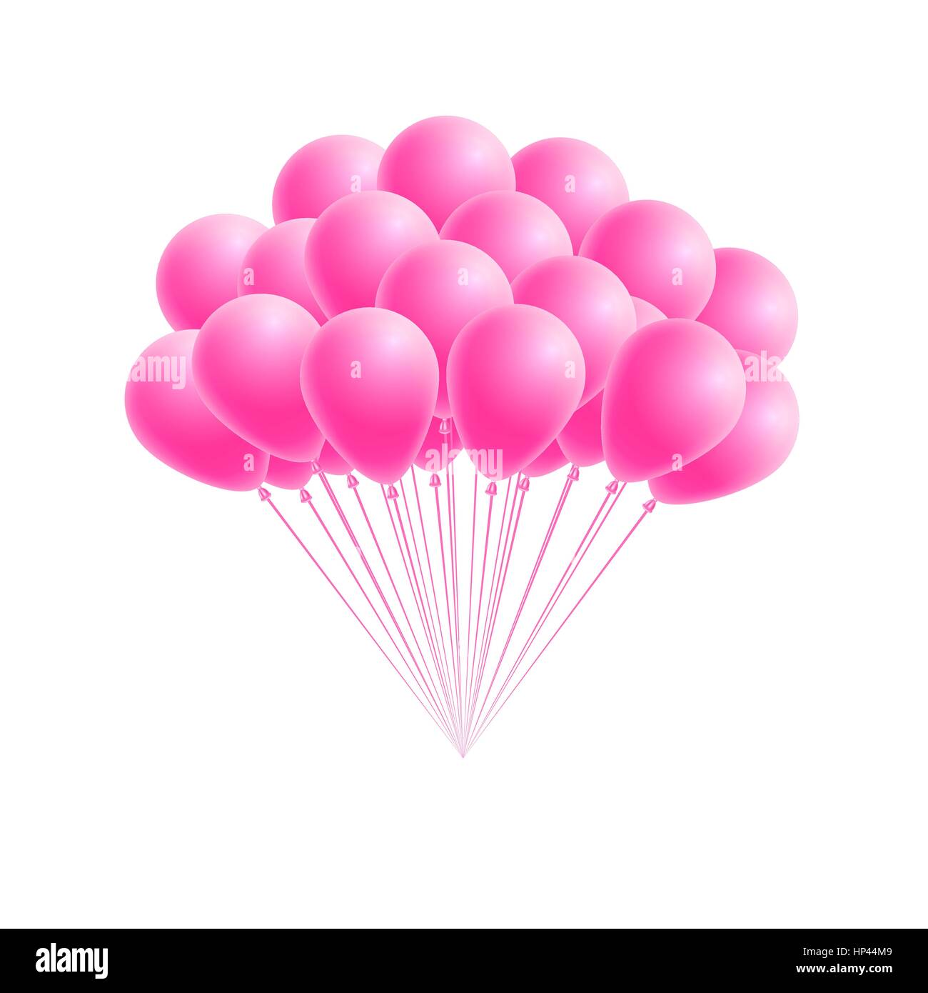 Grappolo di vettore di un compleanno o di partito palloncini rosa. Elemento di design per il messaggio di saluto o scheda di invito Illustrazione Vettoriale