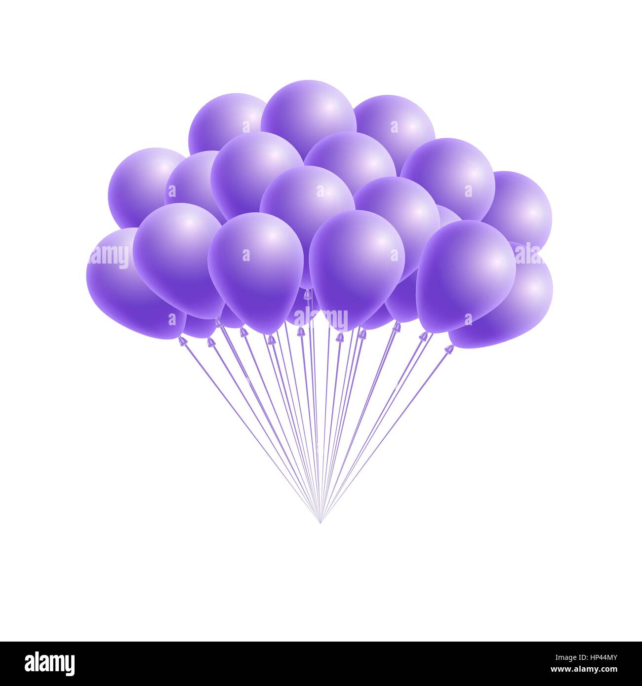 Grappolo di vettore di un compleanno o di partito palloncini viola. Elemento di design per il messaggio di saluto o scheda di invito Illustrazione Vettoriale