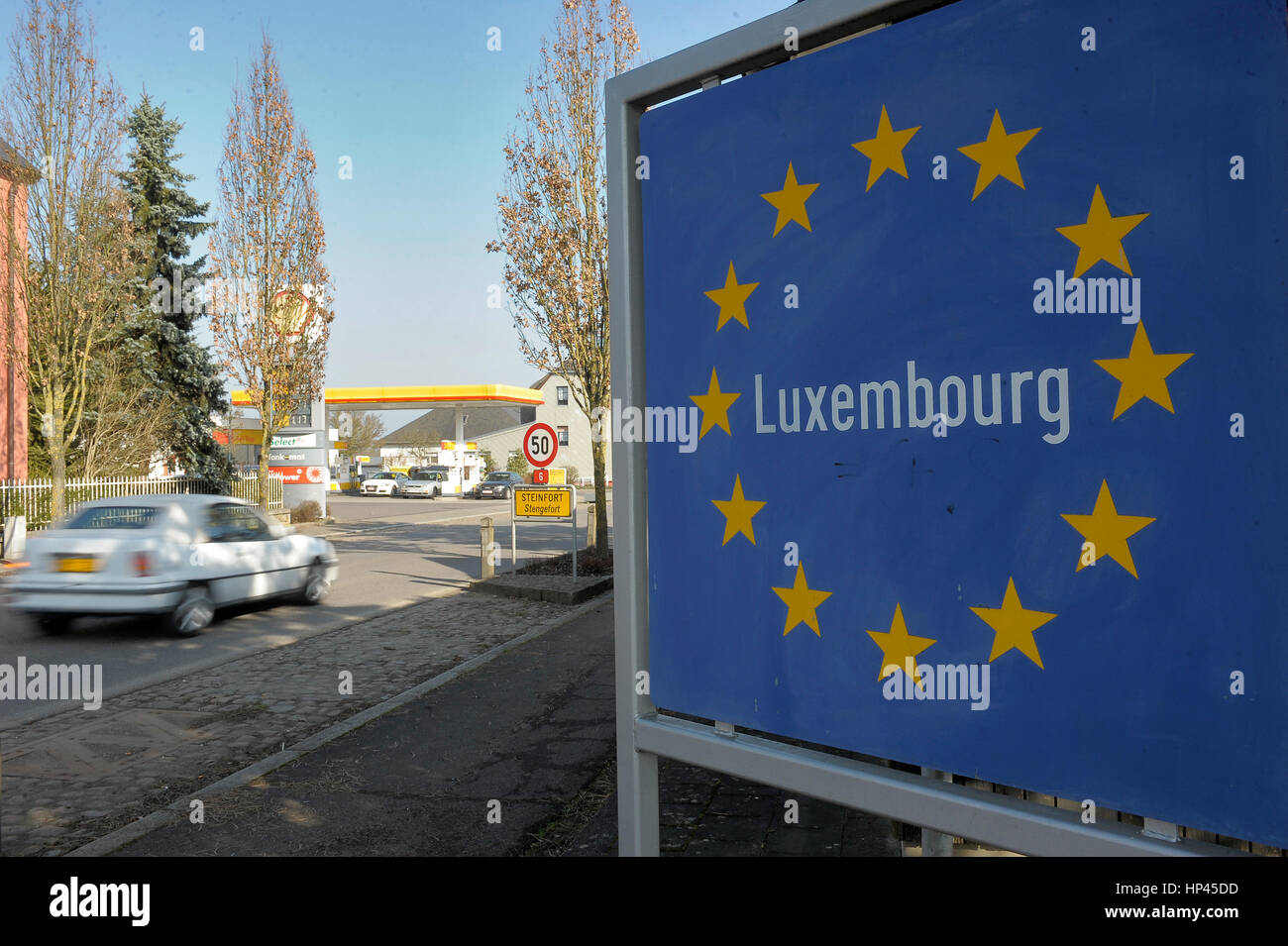 01.03.2011 STEINFORT, LUSSEMBURGO Belgio . Illustrazione di Steinfort al confine con il Lussemburgo ed il Belgio. nei pressi di Arlon, Belgio Foto Stock